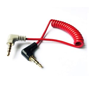 Picture of Rode SC7 3.5mm Right-Angle TRS to 3.5mm Right-Angle TRRS Coiled Adapter Cable for Smartphone
