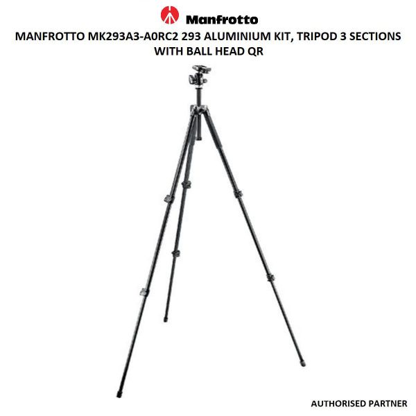 Picture of Manfrotto MK293A3-A0RC2 293 Aluminum Kit, Tripod 3 sections with Ball Head QR