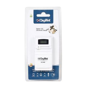 Picture of Digitek DLC 002 Universal Travel Charger for 3.7V Lithium Ion Rechargeable Camera Batteries with USB Output & LCD Display (White)