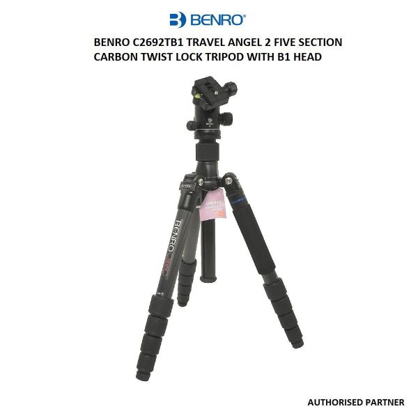 Picture of Benro C2692TB1 Travel Angel 2 Five Section Carbon Twist Lock Tripod with B1 Head
