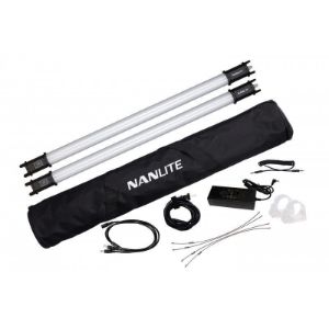 Picture of Nanlite PavoTube 15C 2' RGBW LED Tube with Internal Battery 2 Light Kit