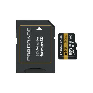 Picture of ProGrade Digital 64GB UHS-II microSDXC Memory Card with SD Adapter (2-Pack) (Gold)