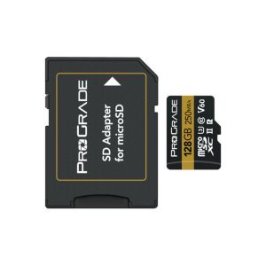 Picture of ProGrade Digital 128GB UHS-II microSDXC Memory Card with SD Adapter (2-Pack) (Gold)