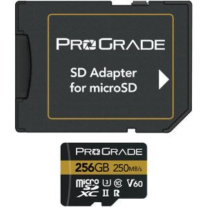 Picture of ProGrade Digital 256GB UHS-II microSDXC Memory Card with SD Adapter (2-Pack) (Gold)