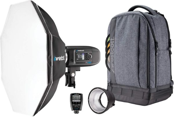 Picture of FJ400 Strobe 1-Light Backpack Kit with FJ-X2m Universal Wireless Trigger and Rapid Box Switch Octa-S