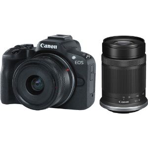 Picture of Canon EOS R50 Mirrorless Camera with 18-45mm and 55-210mm Lenses (Black)