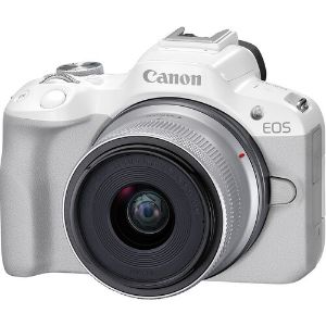Picture of Canon EOS R50 Mirrorless Camera with 18-45mm Lens (White)