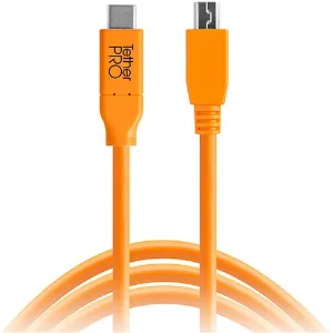 Picture of Tether Tools TetherPro USB Type-C Male to 5-Pin Mini-USB 2.0 Type-B Male Cable (15', Orange)